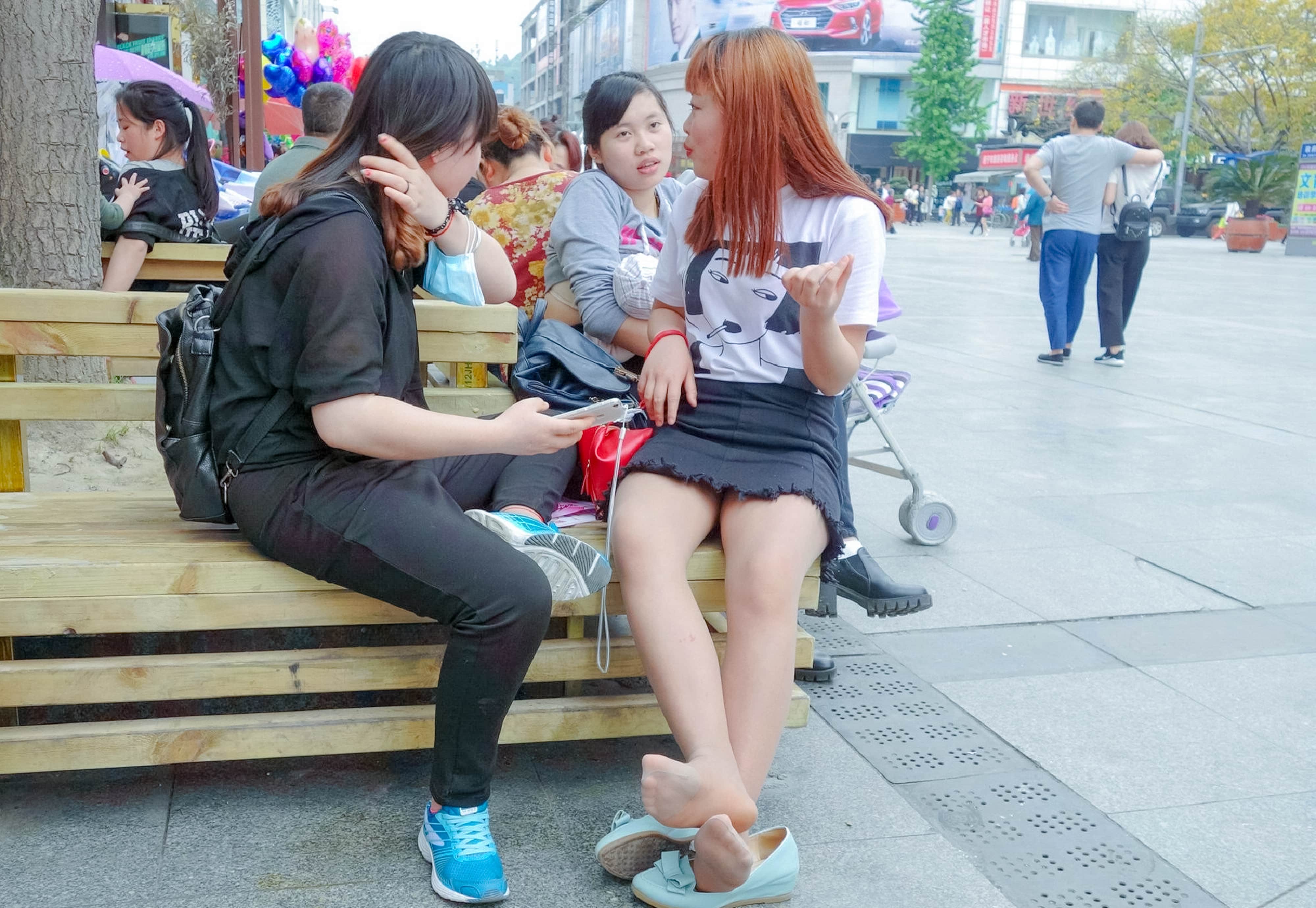 Sheer nude pantyhose detail